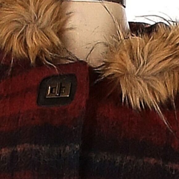 Elevenses Wool blend Hooded Coat with Detachable Faux Fur Tartan Sz XSMALL - Picture 8 of 16